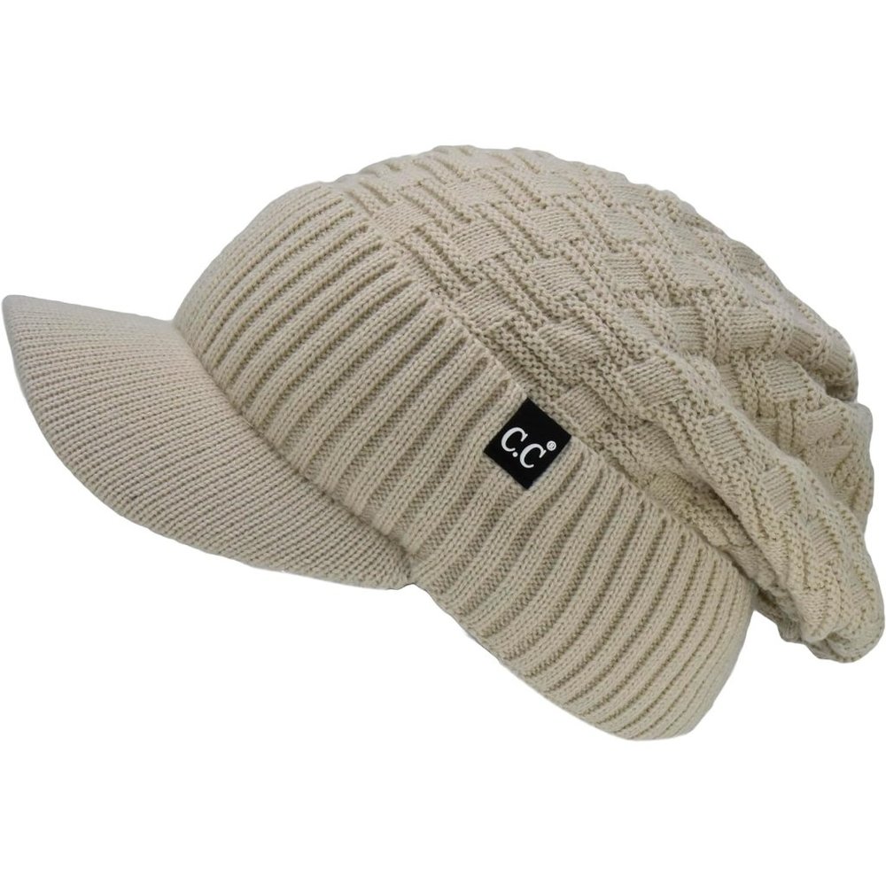 Beanie Fuzzy Fleece Lining Warm Chunky Soft Stretchy Oversized Ribbed Knit Hat